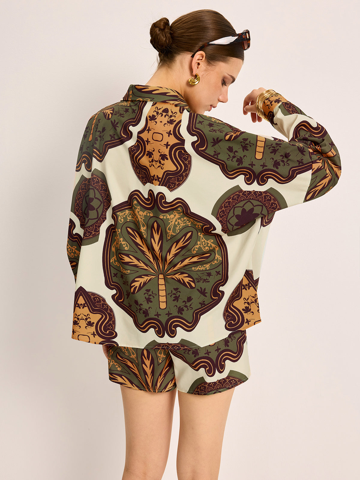 Printed Shirt Shorts Set-Massicos