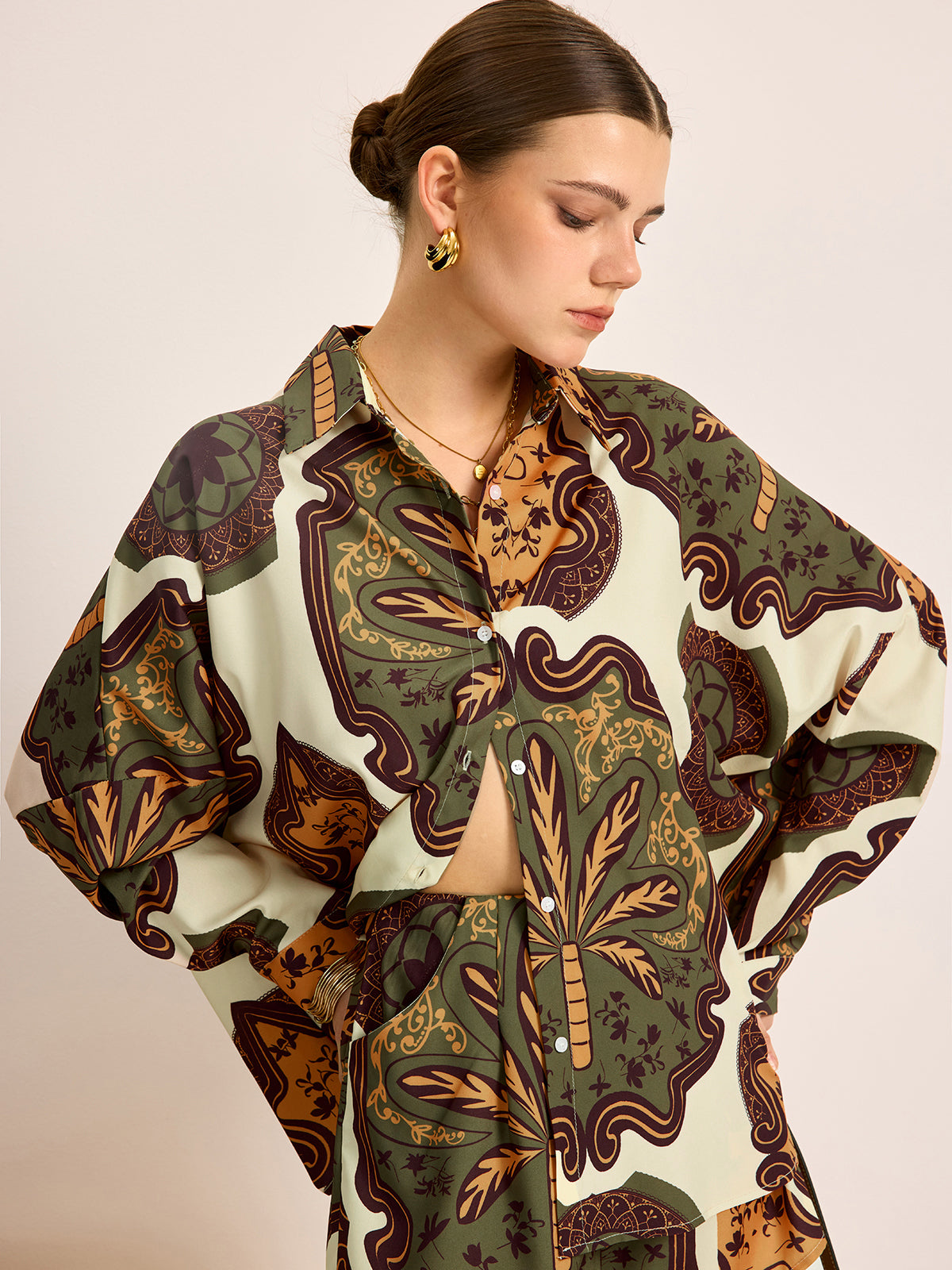 Printed Shirt Shorts Set-Massicos
