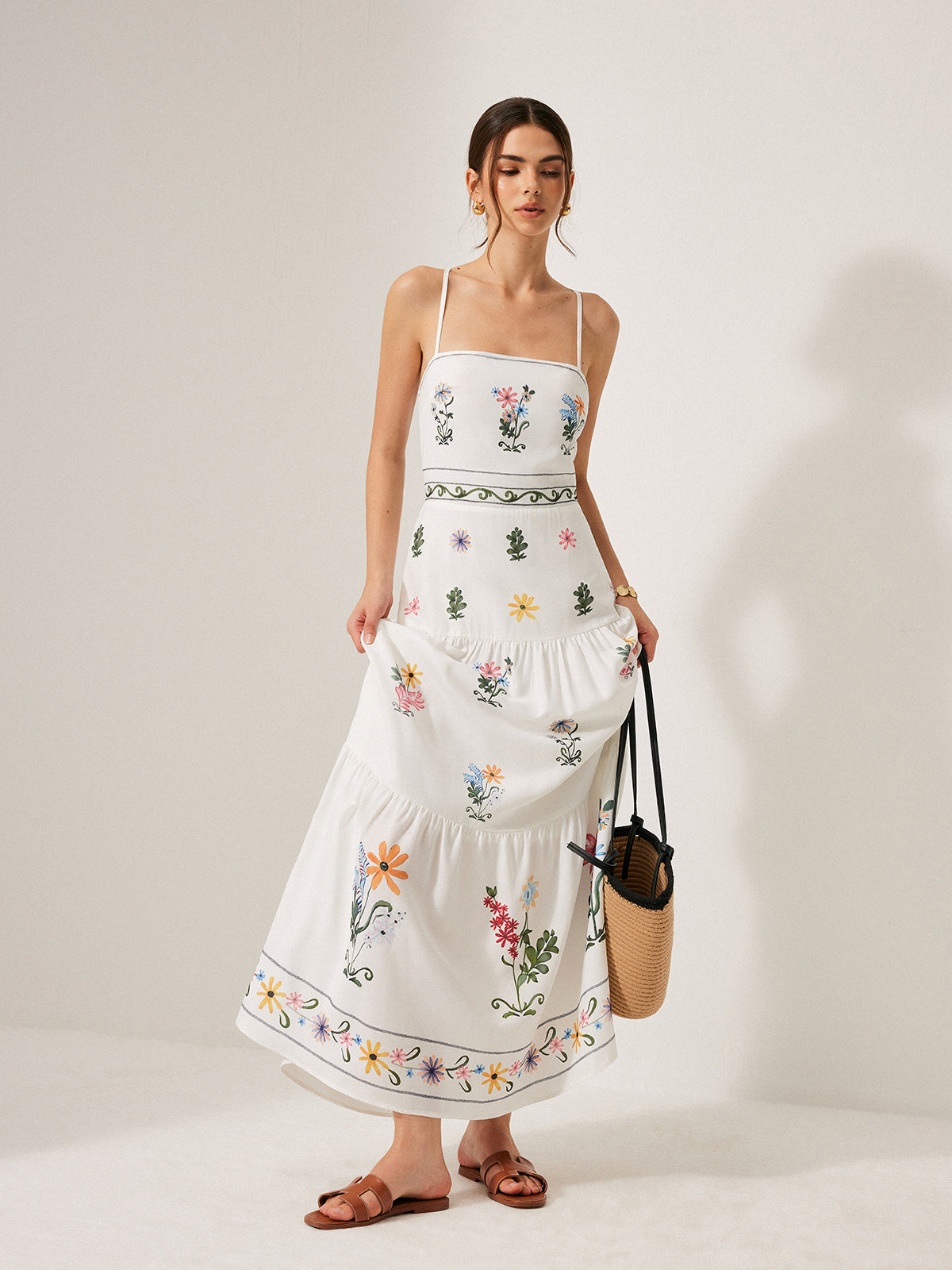 Boho Lace-Up Back Cami Dress-Massicos