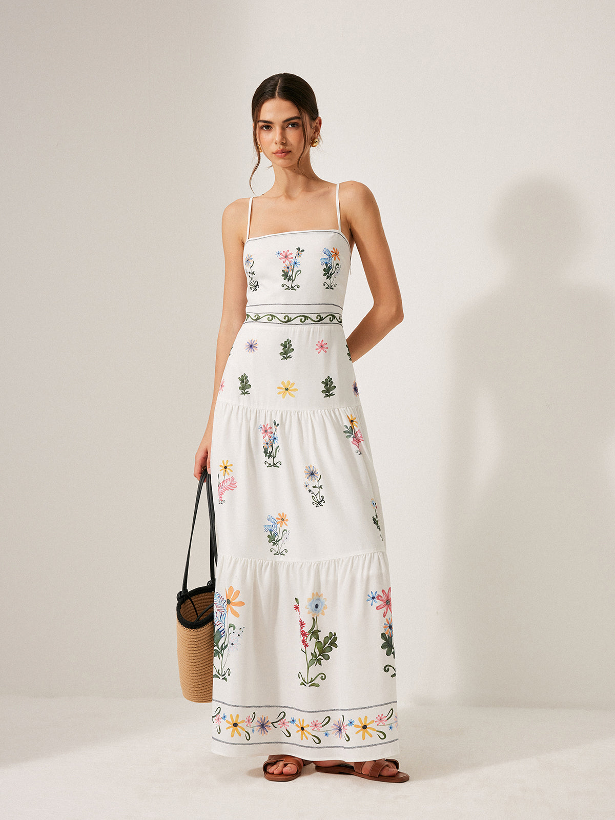 Boho Lace-Up Back Cami Dress-Massicos