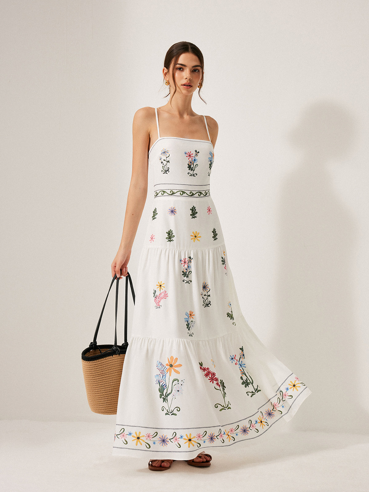 Boho Lace-Up Back Cami Dress-Massicos