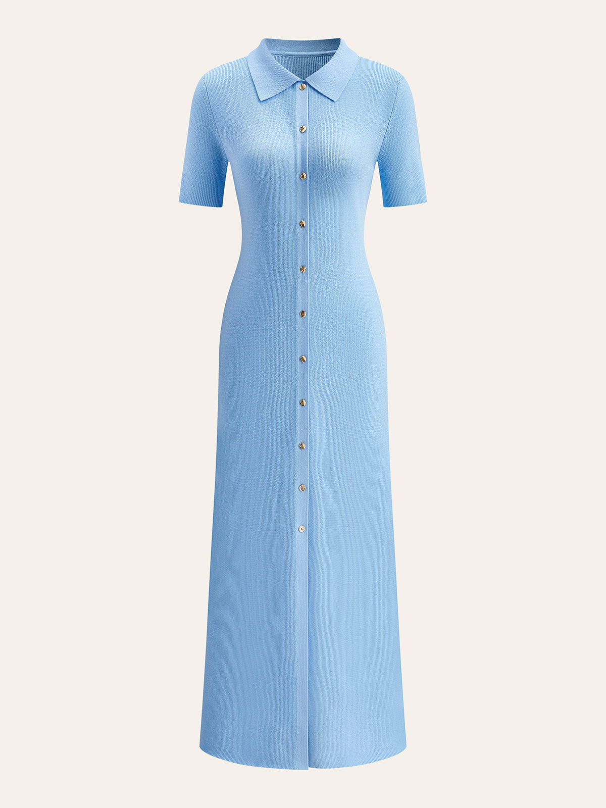 Metal Button Collar Midi Dress-Massicos