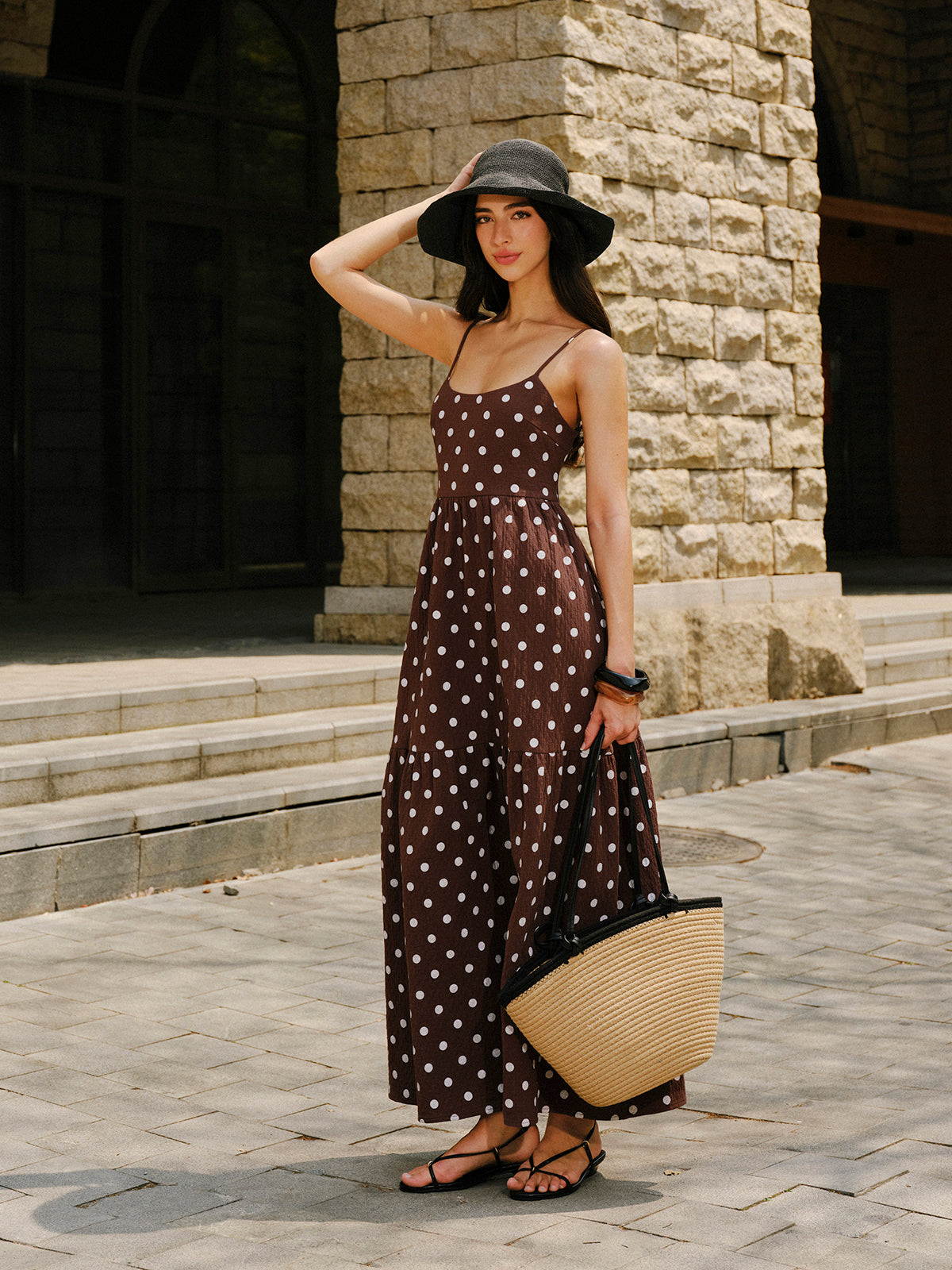 Cotton Backless Polka Dot Dress-Massicos