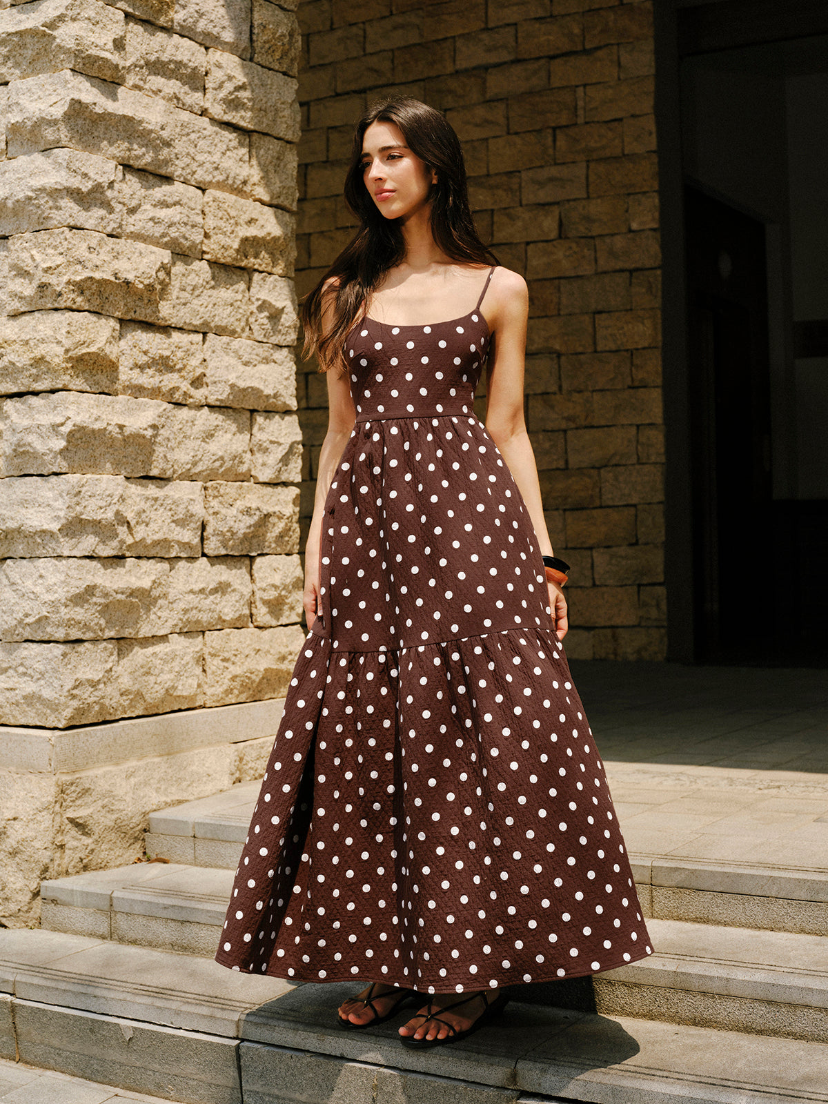 Cotton Backless Polka Dot Dress-Massicos