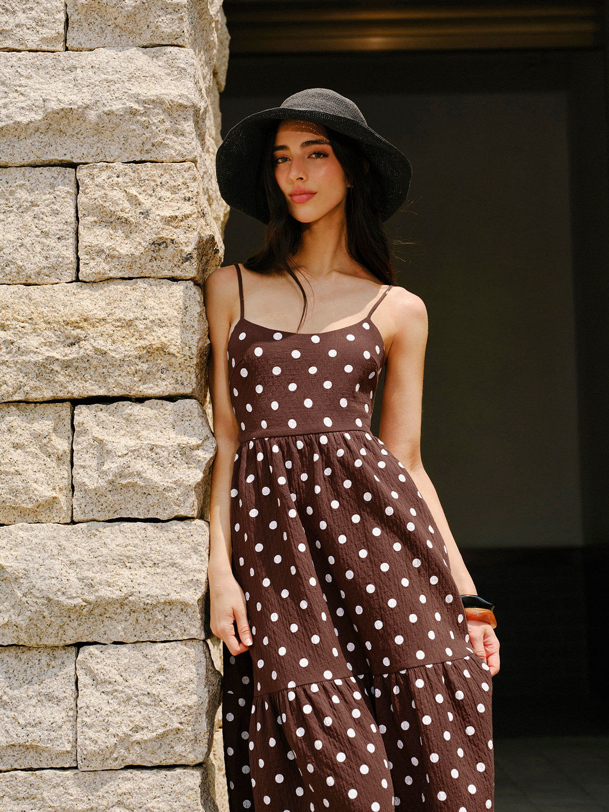 Cotton Backless Polka Dot Dress-Massicos