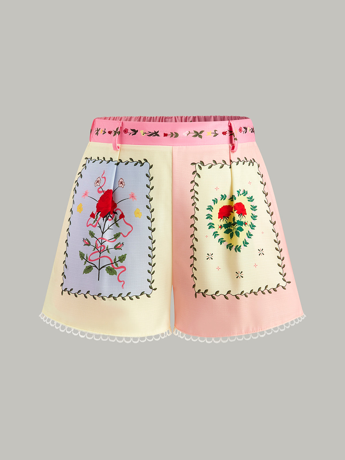 Belted Floral Print Shorts Set-Massicos