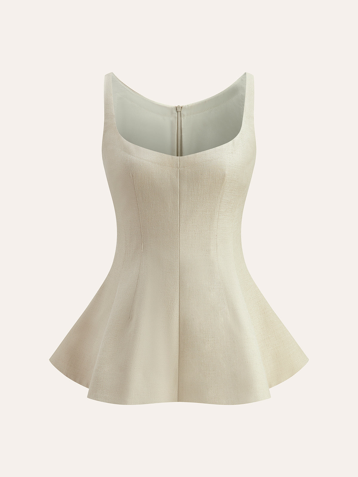 Back Zipper Peplum Flare Top-Massicos