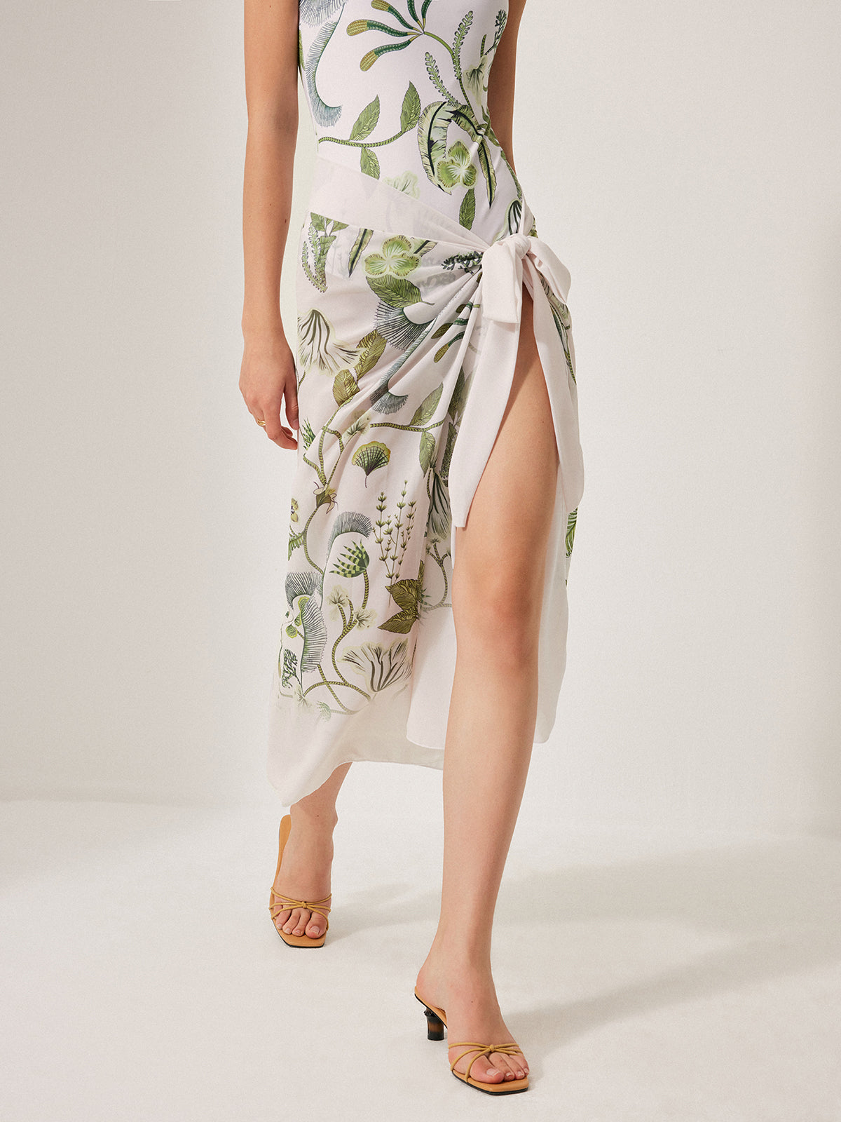 Chiffon Tie-Detail Cover-Up Skirt-Massicos