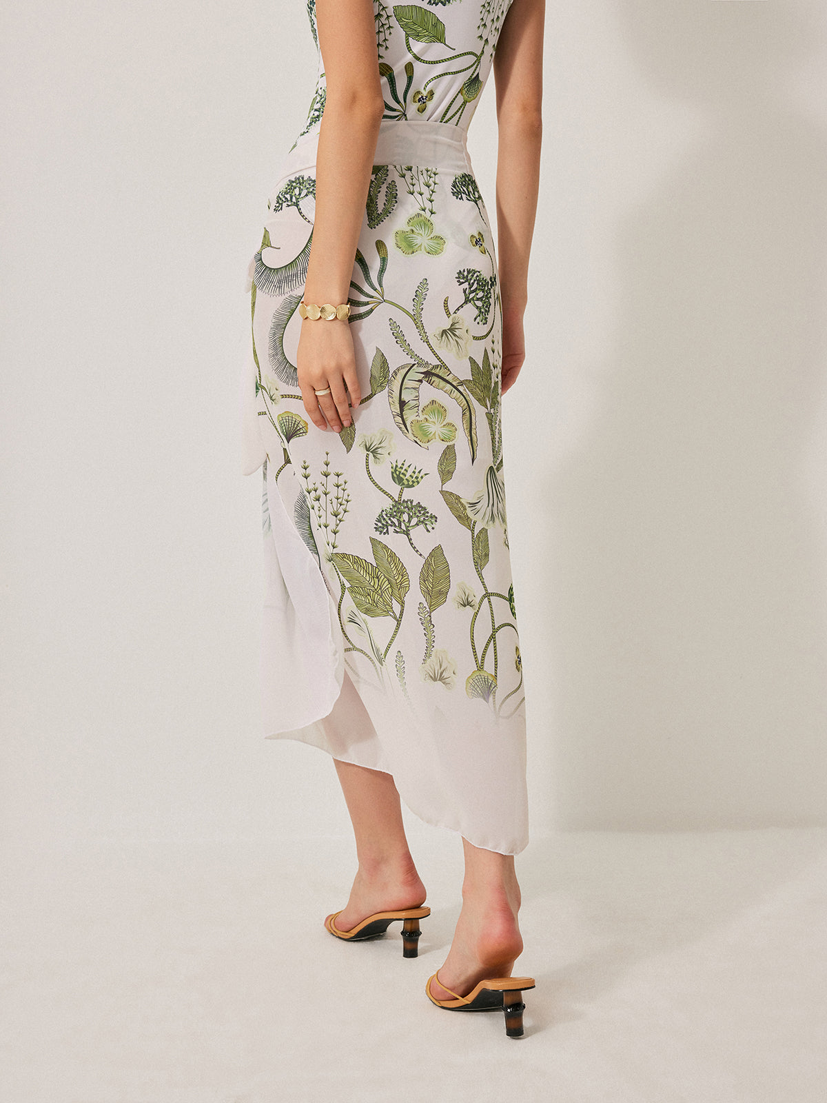 Chiffon Tie-Detail Cover-Up Skirt-Massicos