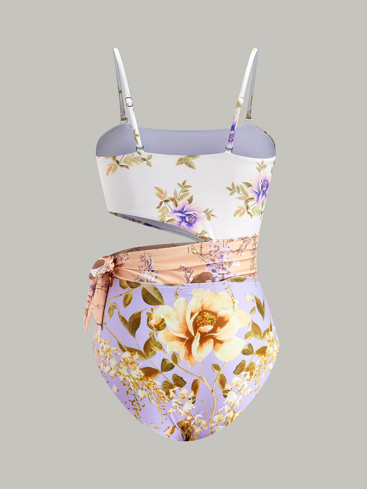 Print Cut-Out Bow Spaghetti Strap One-Piece Swimsuit-Massicos