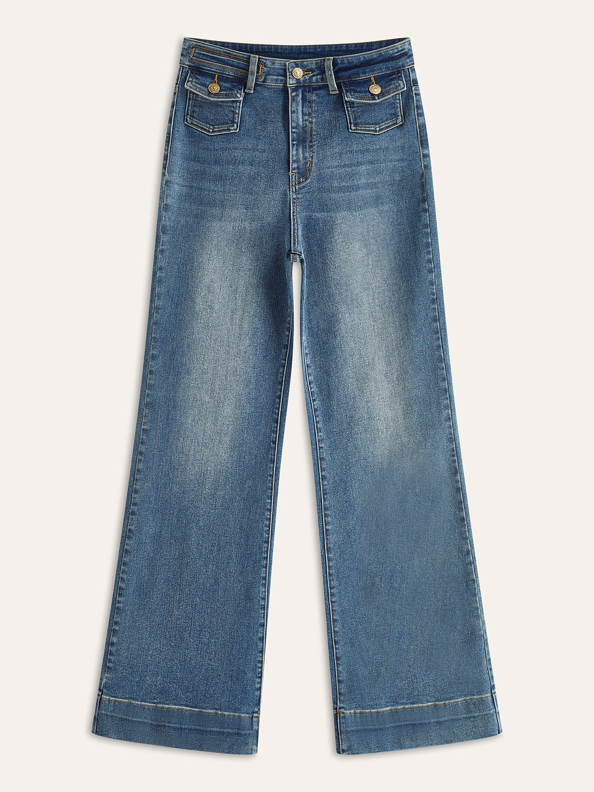 Mid-Waist Decor Pocket Pants-Massicos