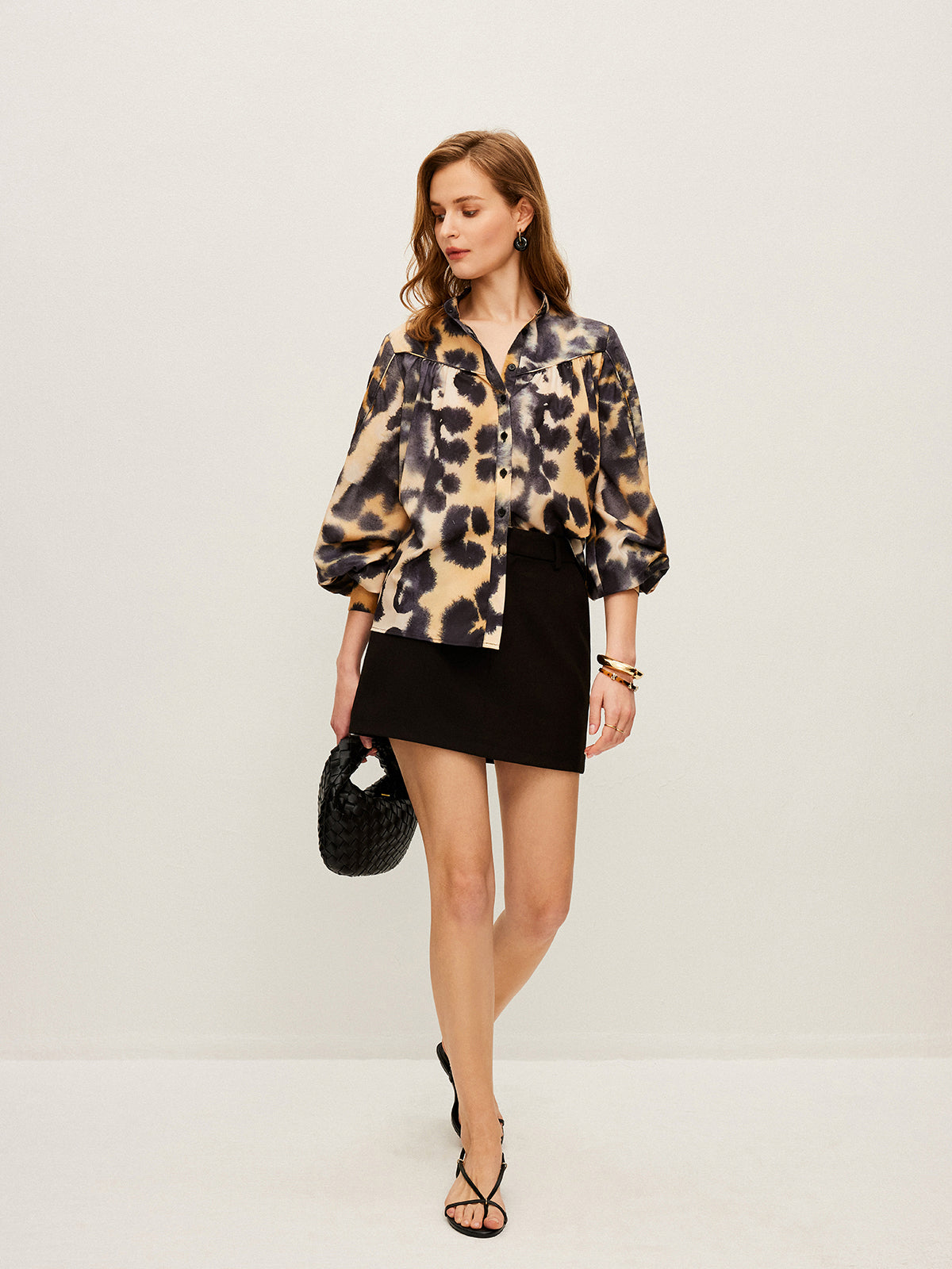 Leopard Print Button-Up Shirt-Massicos