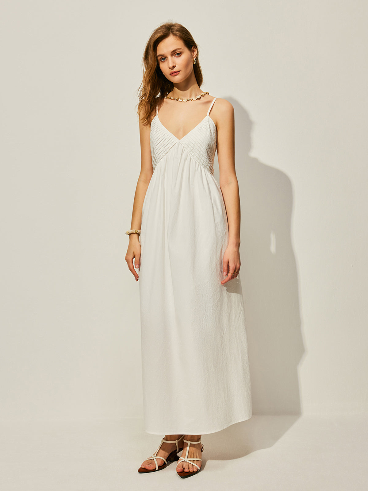 Cotton V-Neck Cami Dress-Massicos