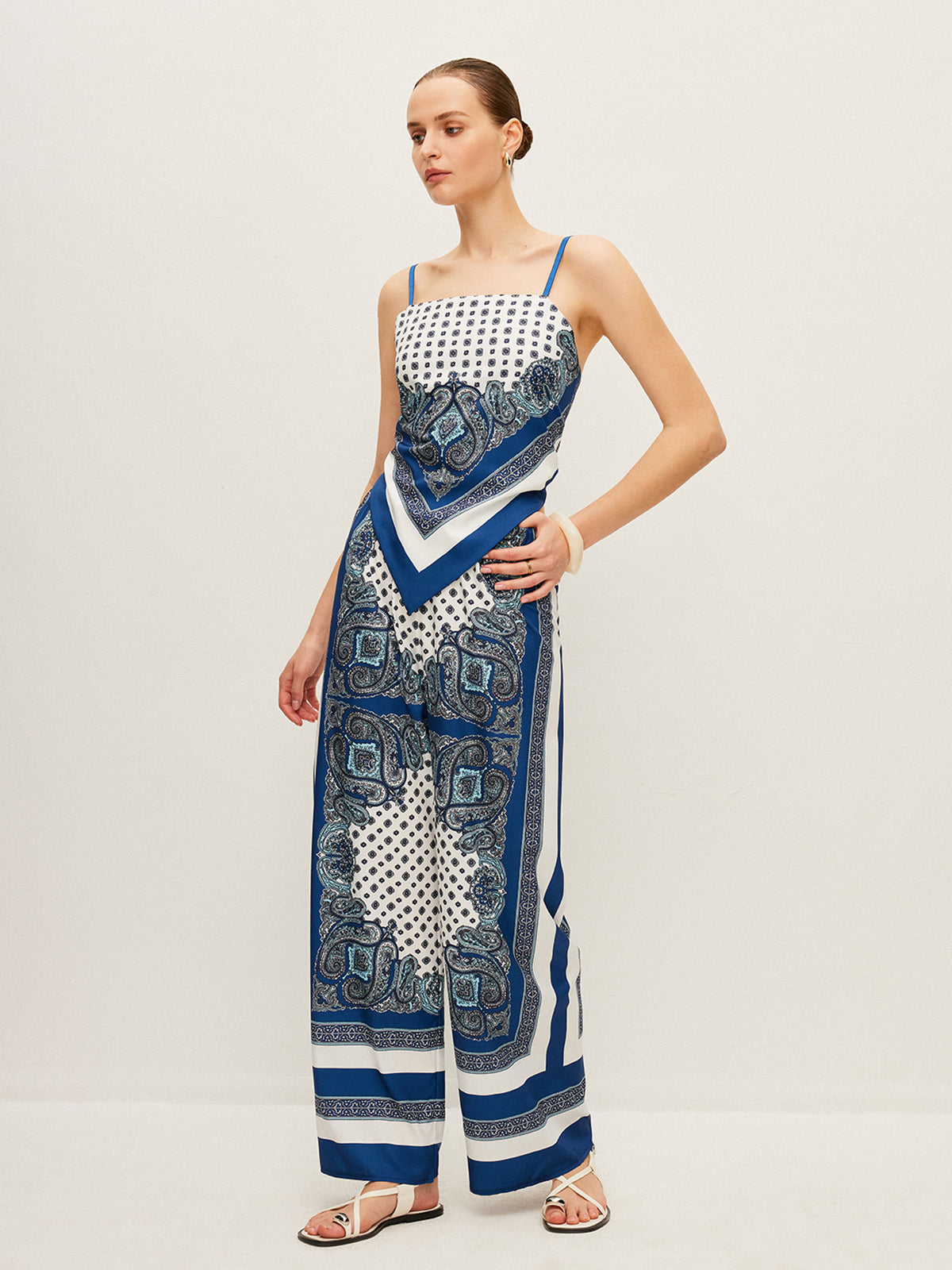 Back Tie Printed Pants Set-Massicos