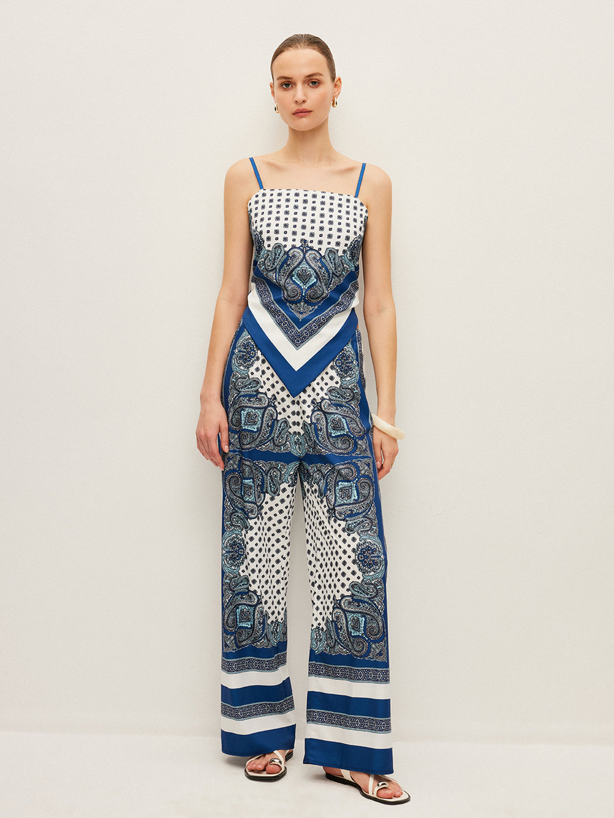 Back Tie Printed Pants Set-Massicos