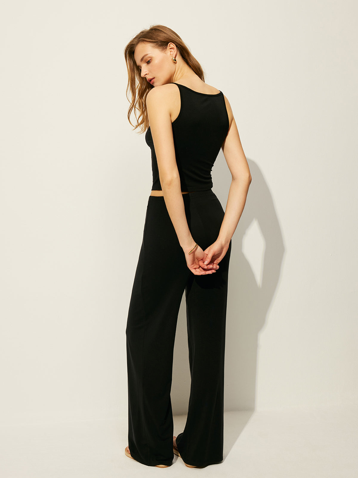 Sleeveless Top Pants Set Without Belt-Massicos