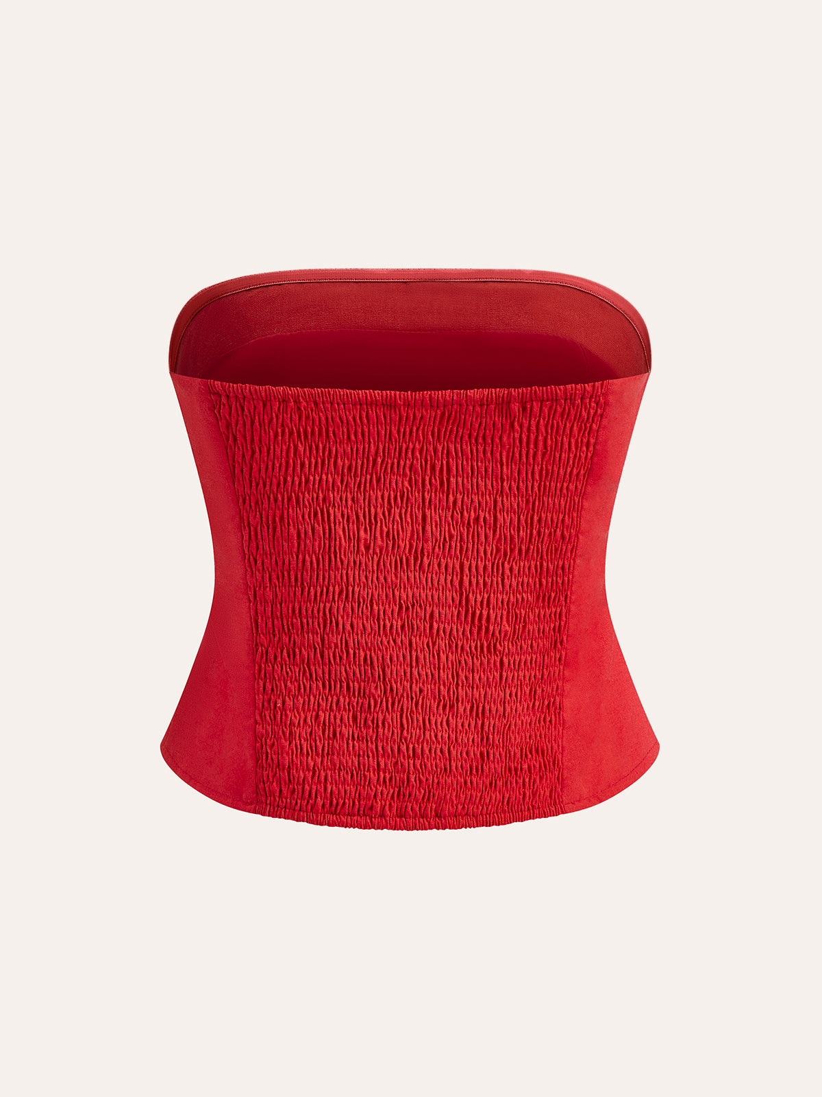 Cotton & Linen Pleated Strapless Top-Massicos