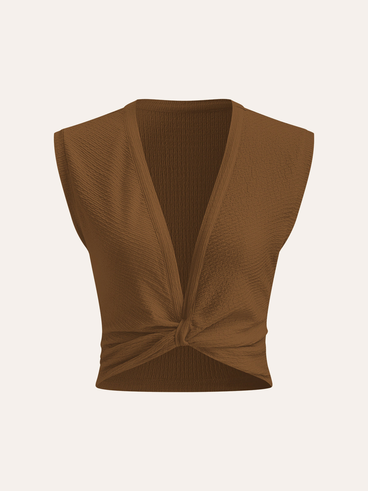 V-Neck Knot Front Sleeveless Top-Massicos