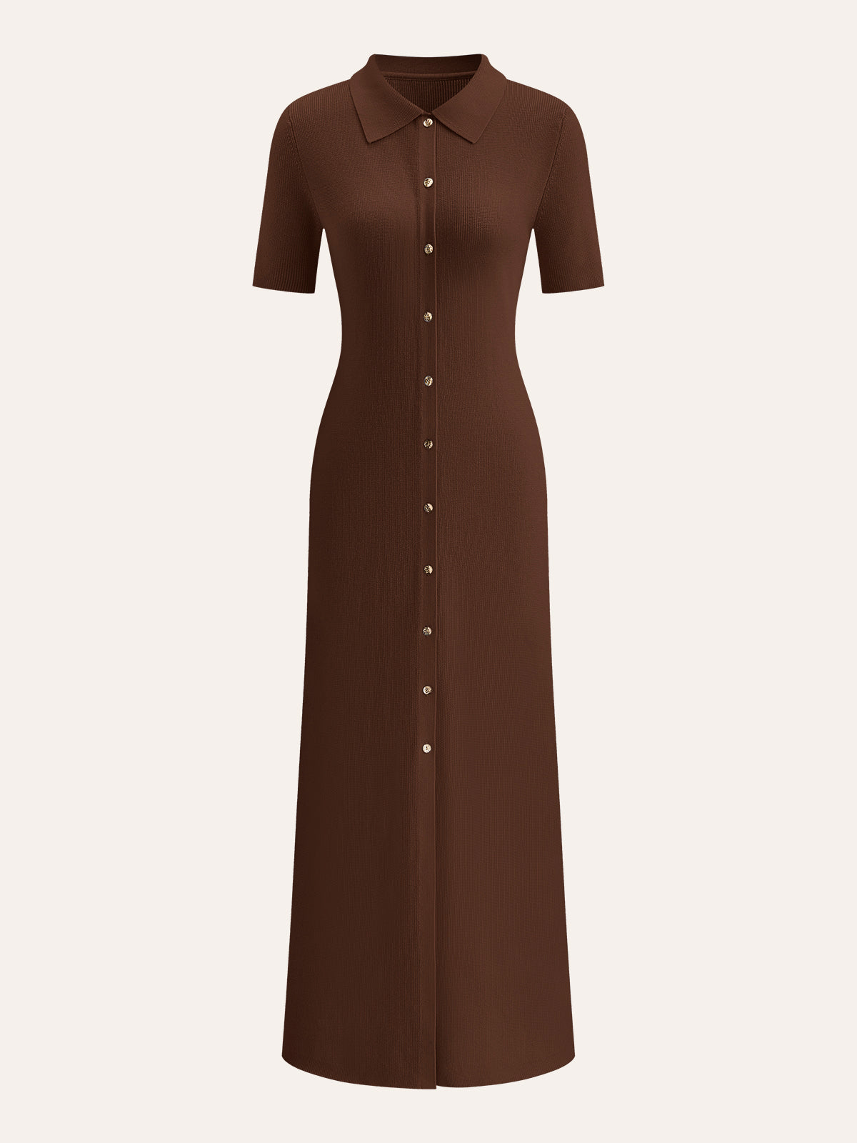Metal Button Collar Midi Dress-Massicos