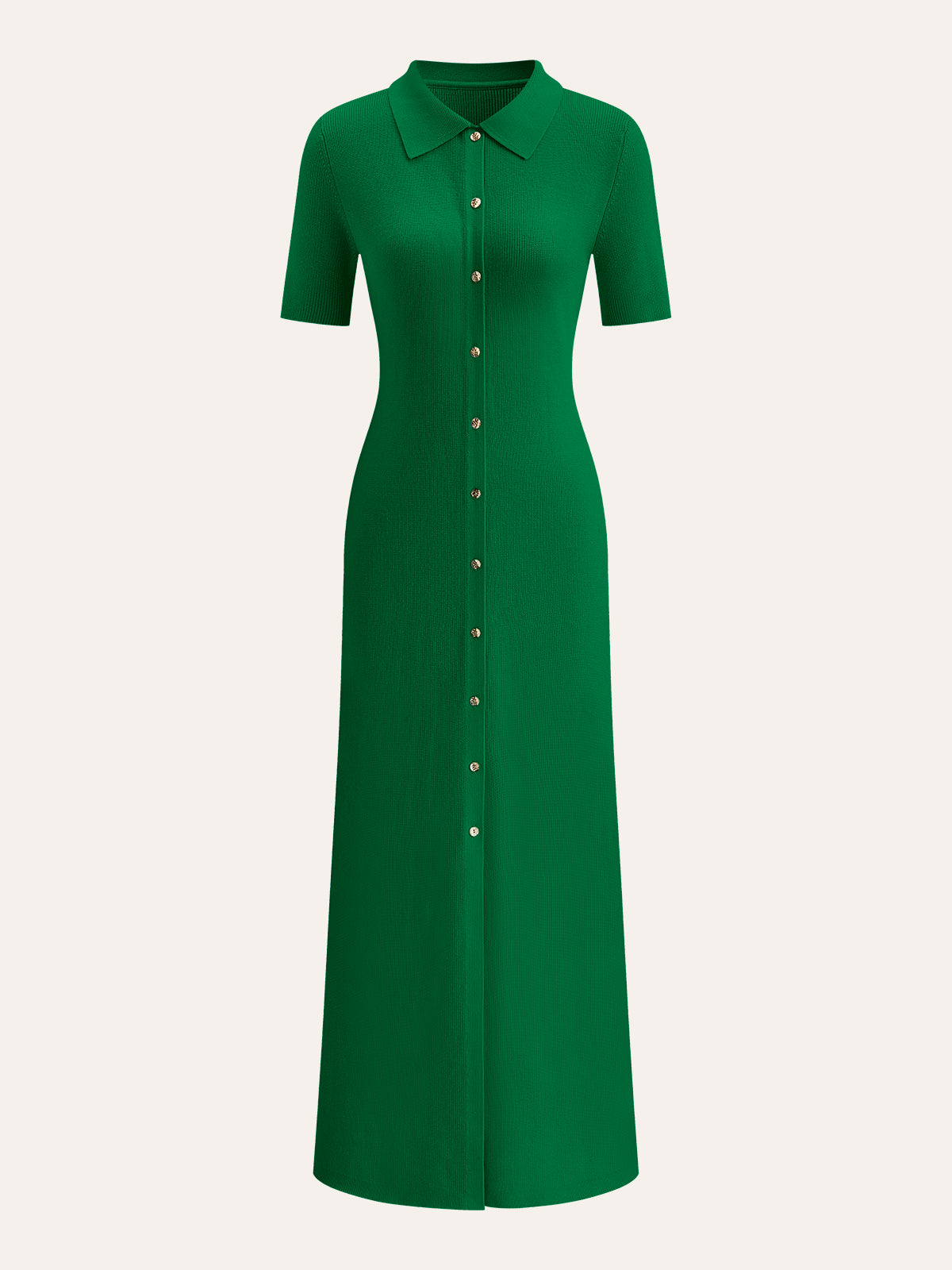 Metal Button Collar Midi Dress-Massicos