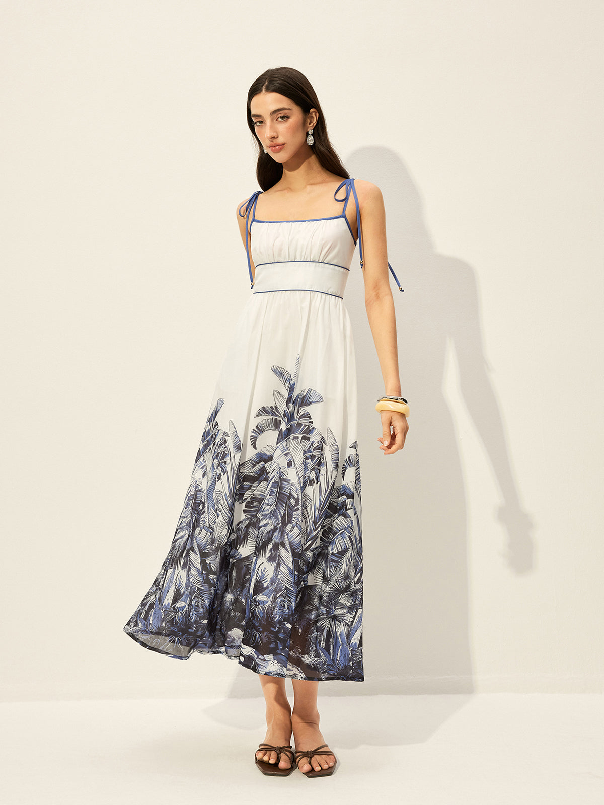 Tropical Print Tie-Strap Dress-Massicos
