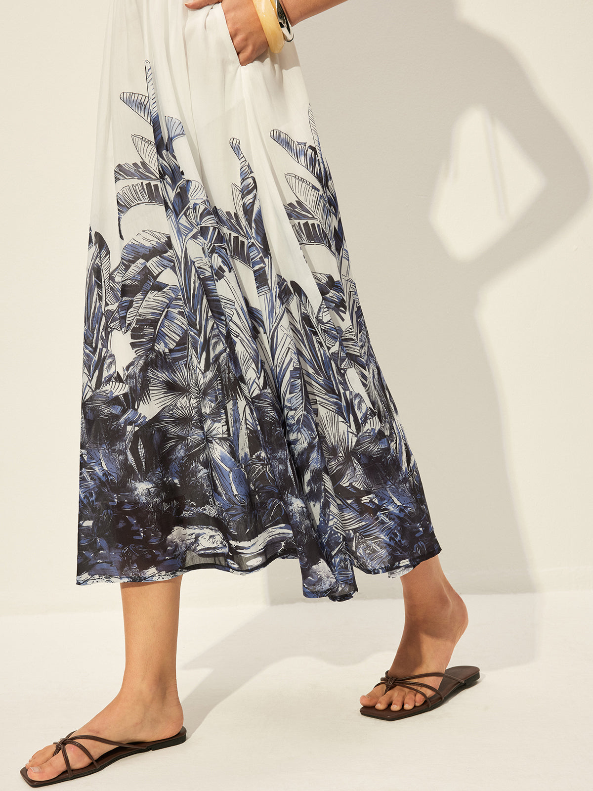 Tropical Print Tie-Strap Dress-Massicos