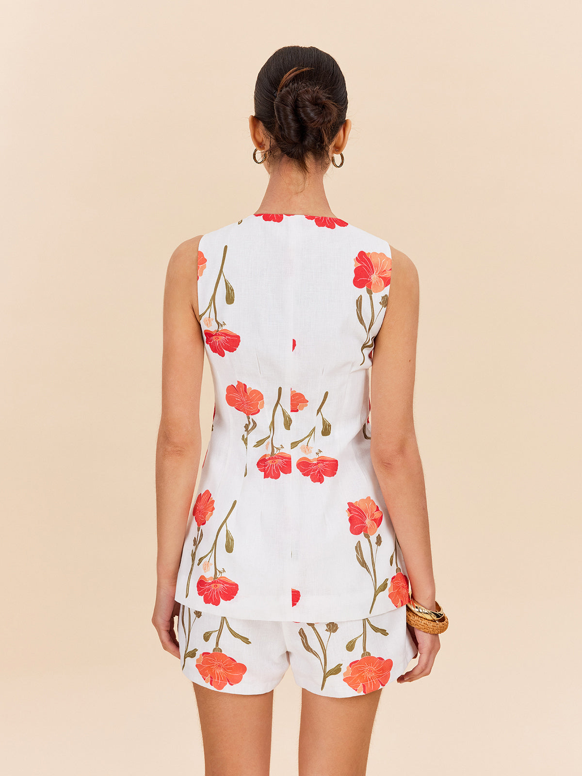 Floral Button-Front Shorts Set-Massicos
