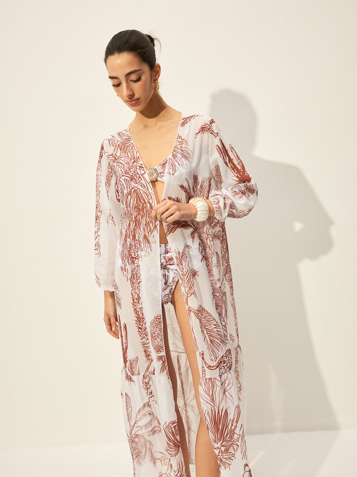 Floral Print Cover-Up Skirt-Massicos