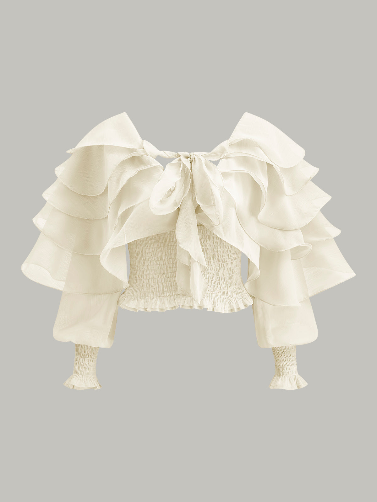 Semi-Sheer Chiffon Ruffle Backless Top-Massicos