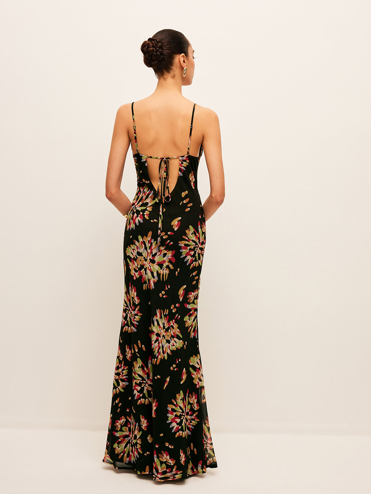 Semi-Sheer Boho Tied Back Chiffon Cami Dress-Massicos