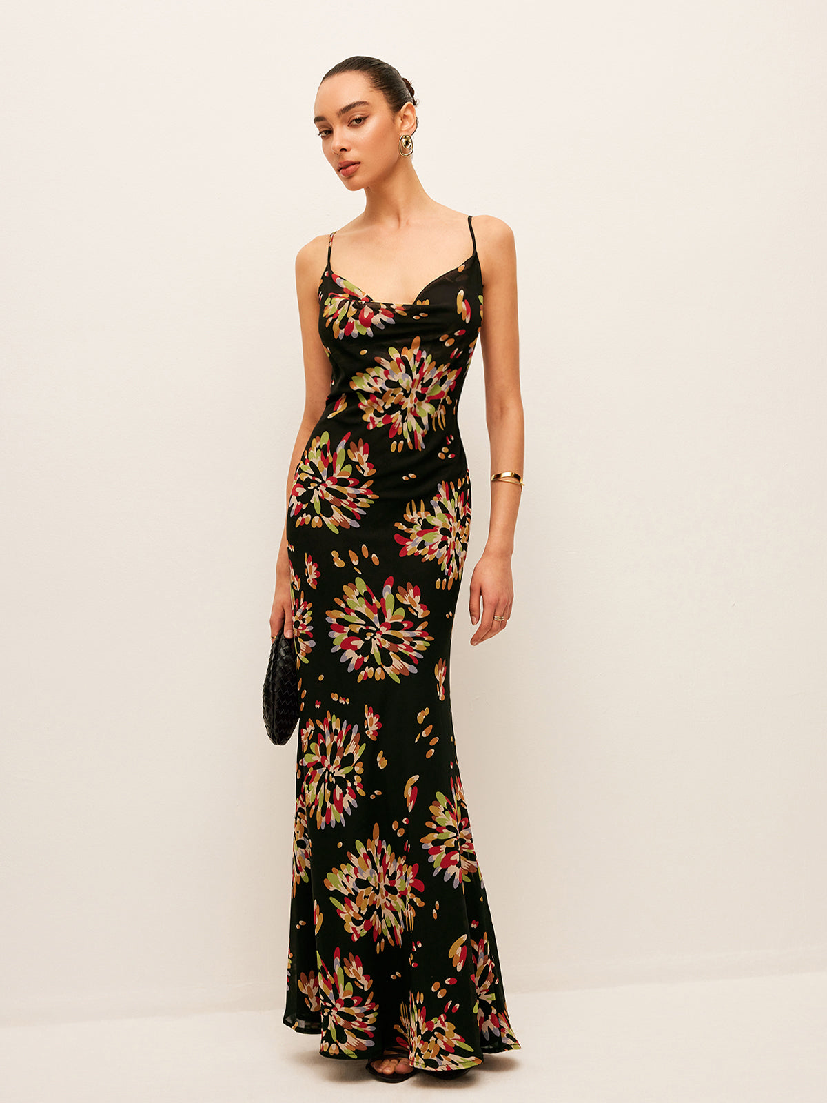 Semi-Sheer Boho Tied Back Chiffon Cami Dress-Massicos
