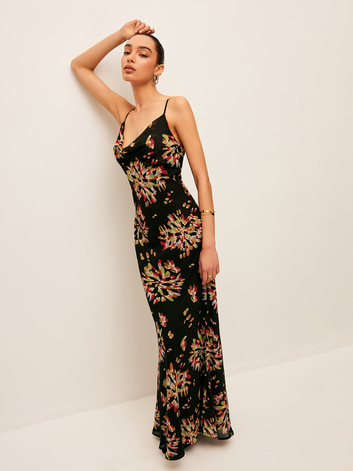 Semi-Sheer Boho Tied Back Chiffon Cami Dress-Massicos