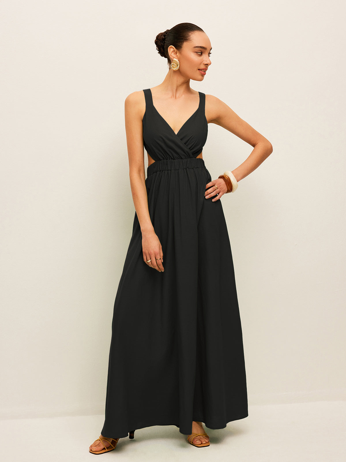 Cotton & Linen Back Tie Detail Dress-Massicos