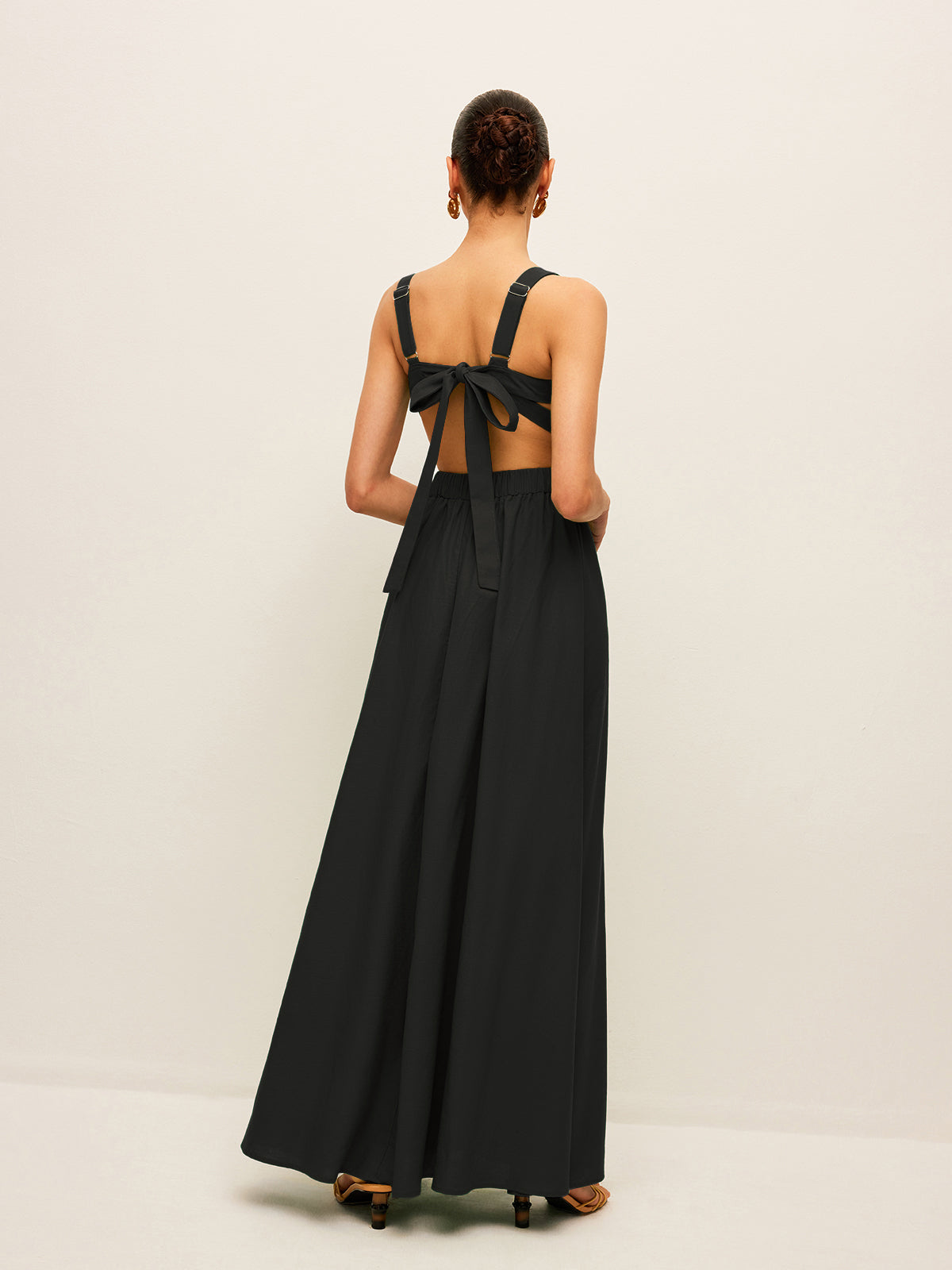 Cotton & Linen Back Tie Detail Dress-Massicos