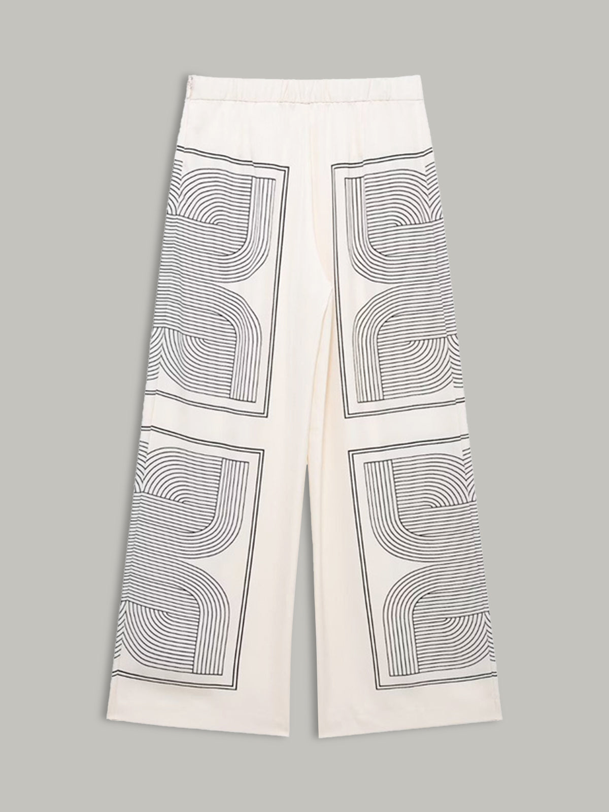 Mid-Waist Geometric Print Wide-Leg Pants-Massicos
