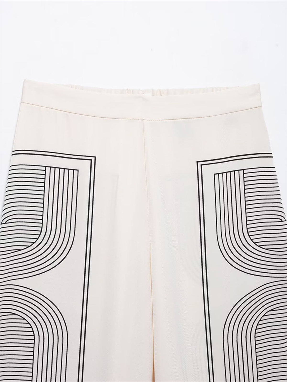 Mid-Waist Geometric Print Wide-Leg Pants-Massicos