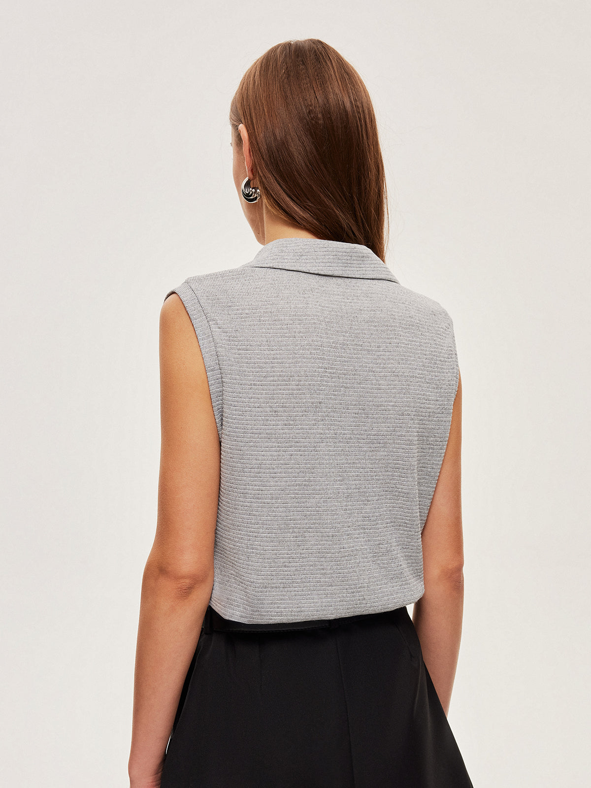 Ribbed Knit Polo Top-Massicos
