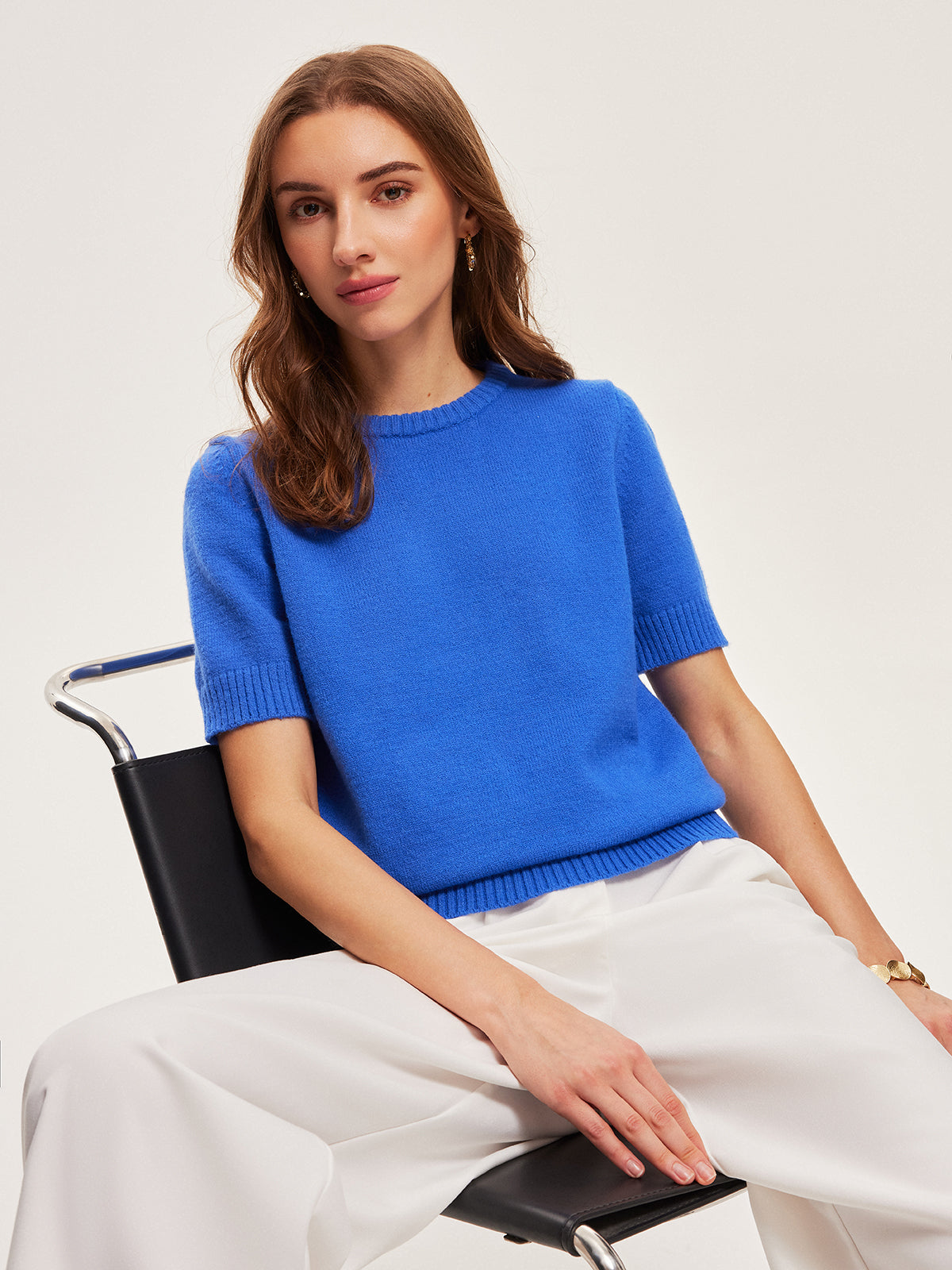 Knitted Short-Sleeve Top-Massicos