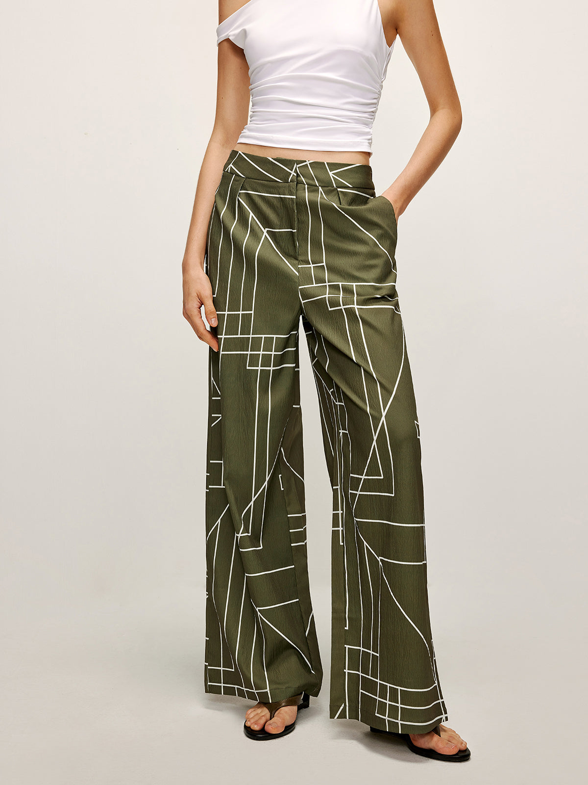 Printed Wide-Leg Pants-Massicos
