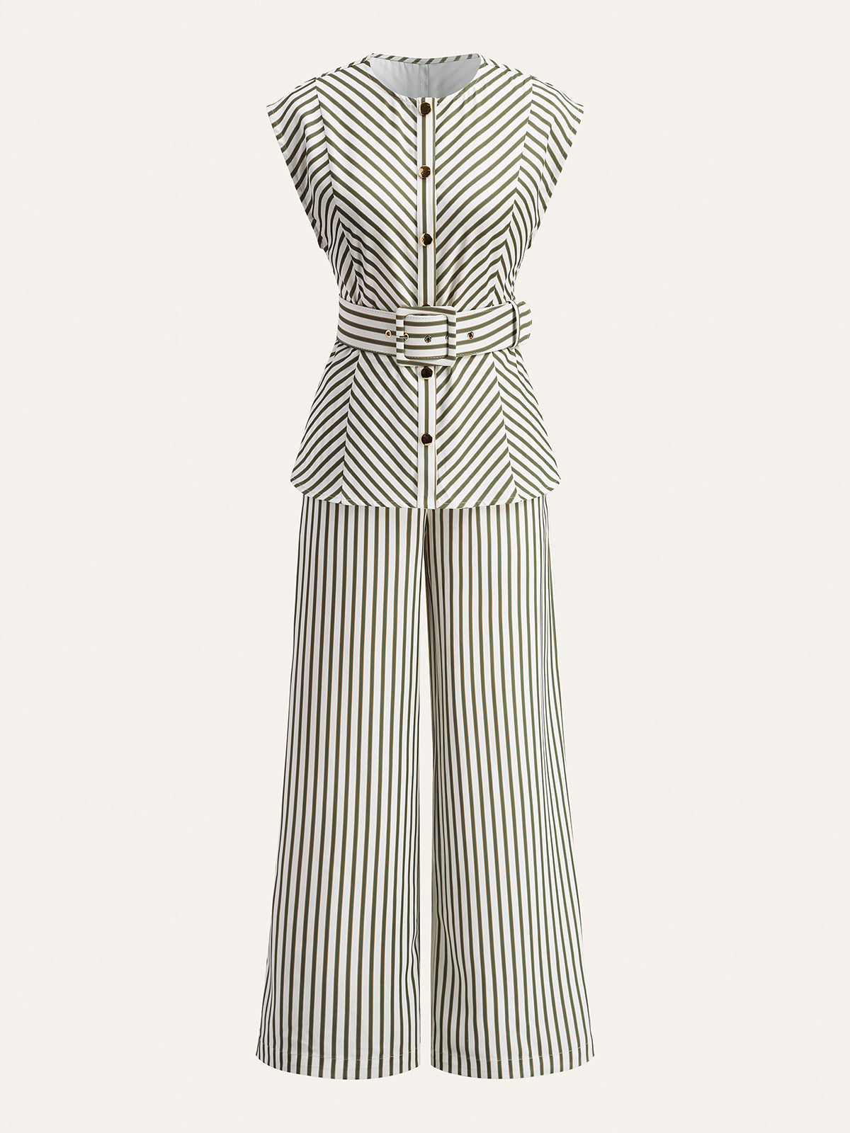 Striped Mid-Waist Wide Leg Pants-Massicos