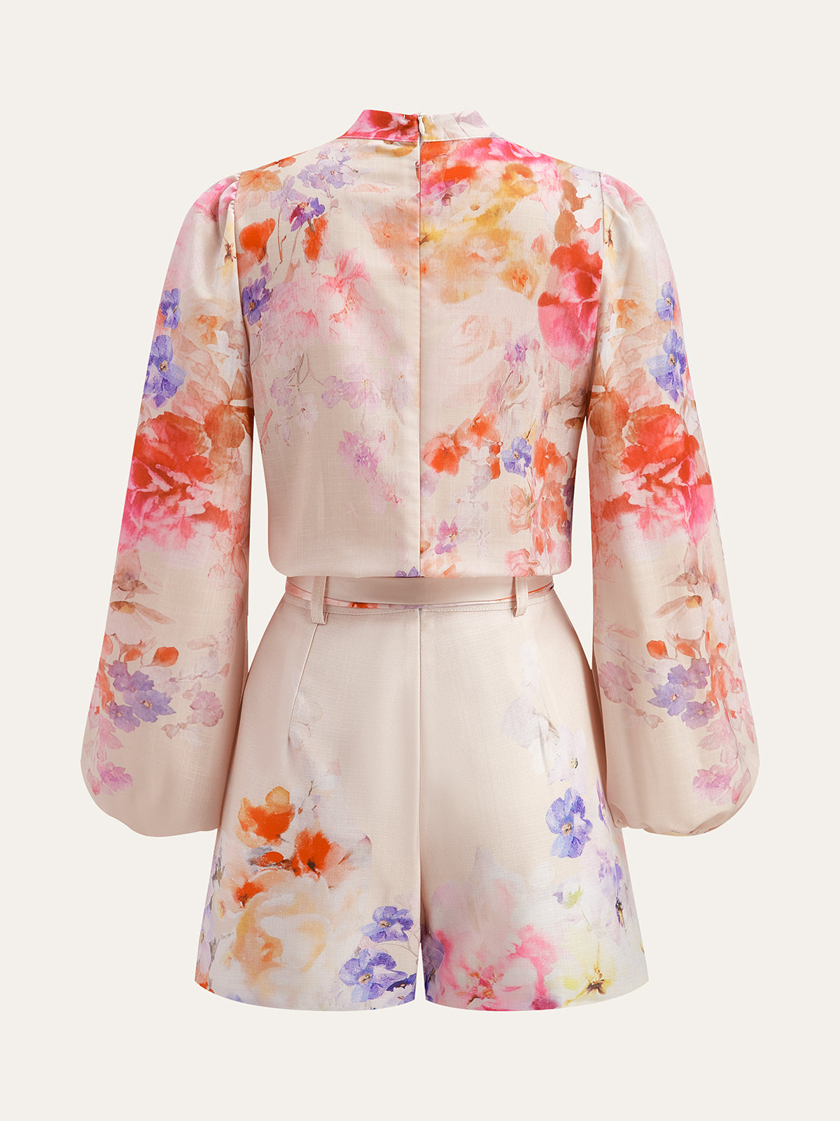 Watercolor Floral Belted Shorts Set-Massicos