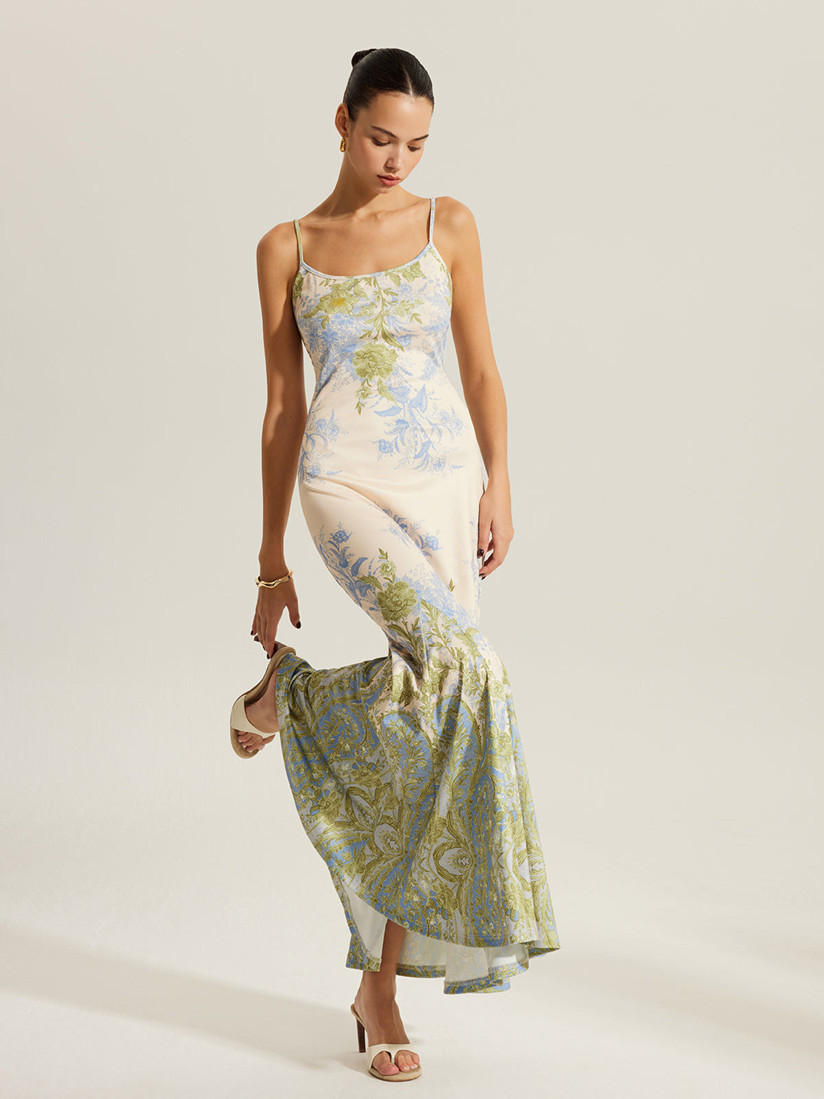 Floral Print Cami Dress-Massicos