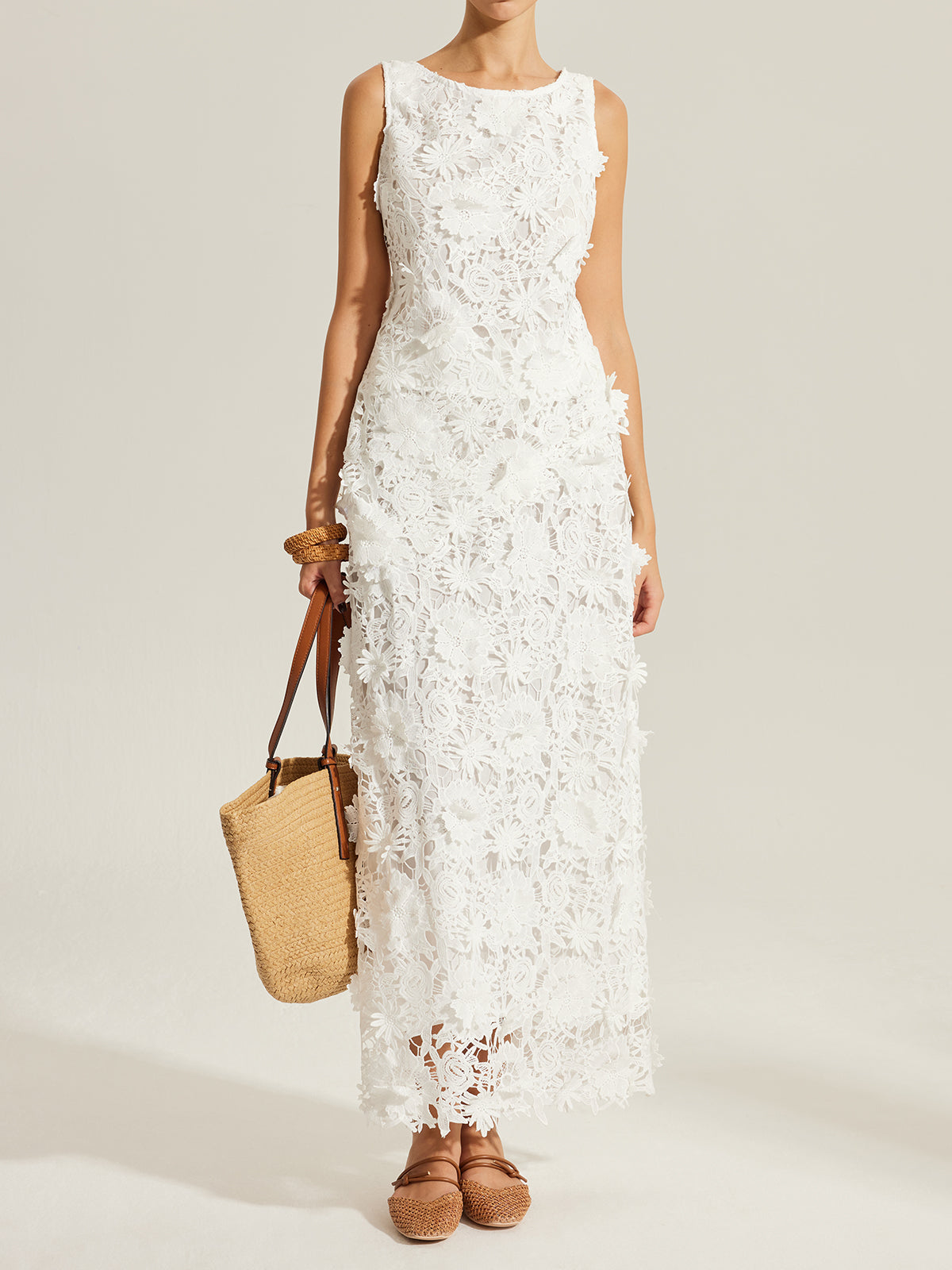 Floral Embroidered Semi-Sheer Lace Skirt-Massicos
