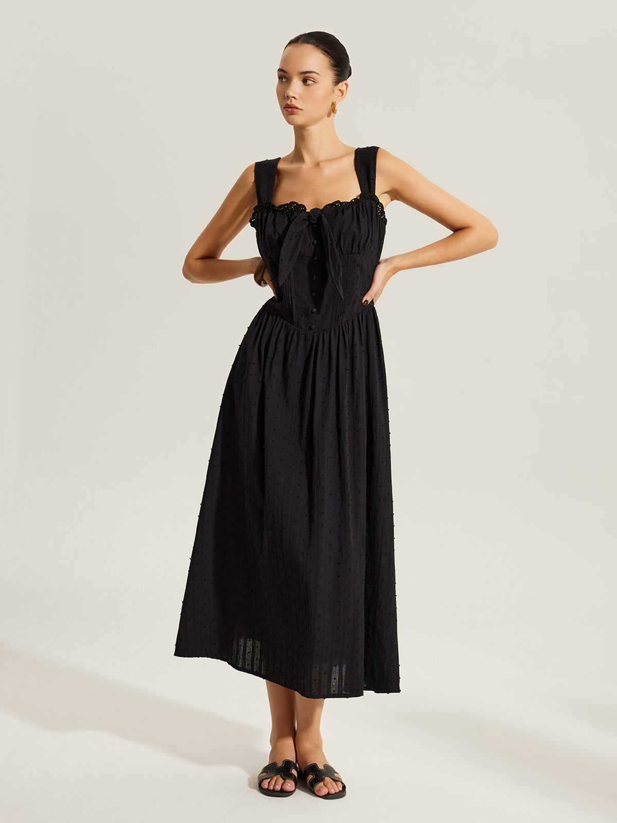 Cotton Sweetheart Neckline Dress-Massicos