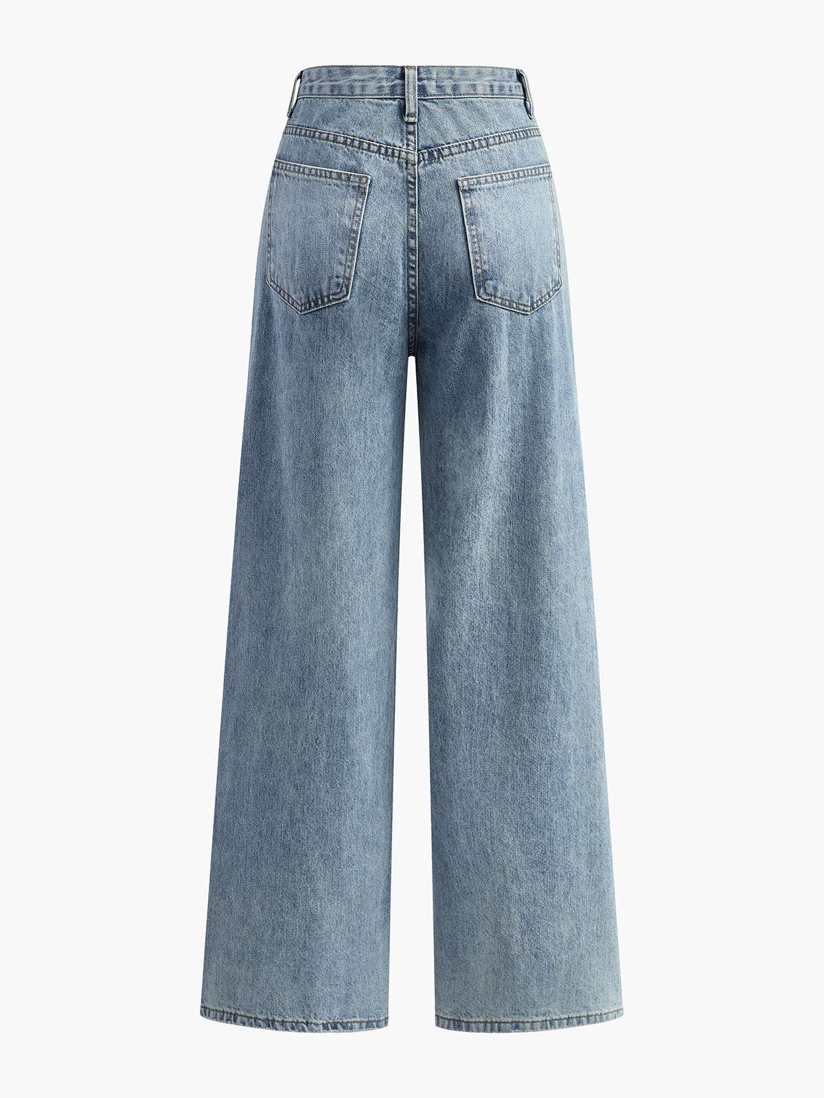 Asymmetric Waist Wide-Leg Jeans-Massicos