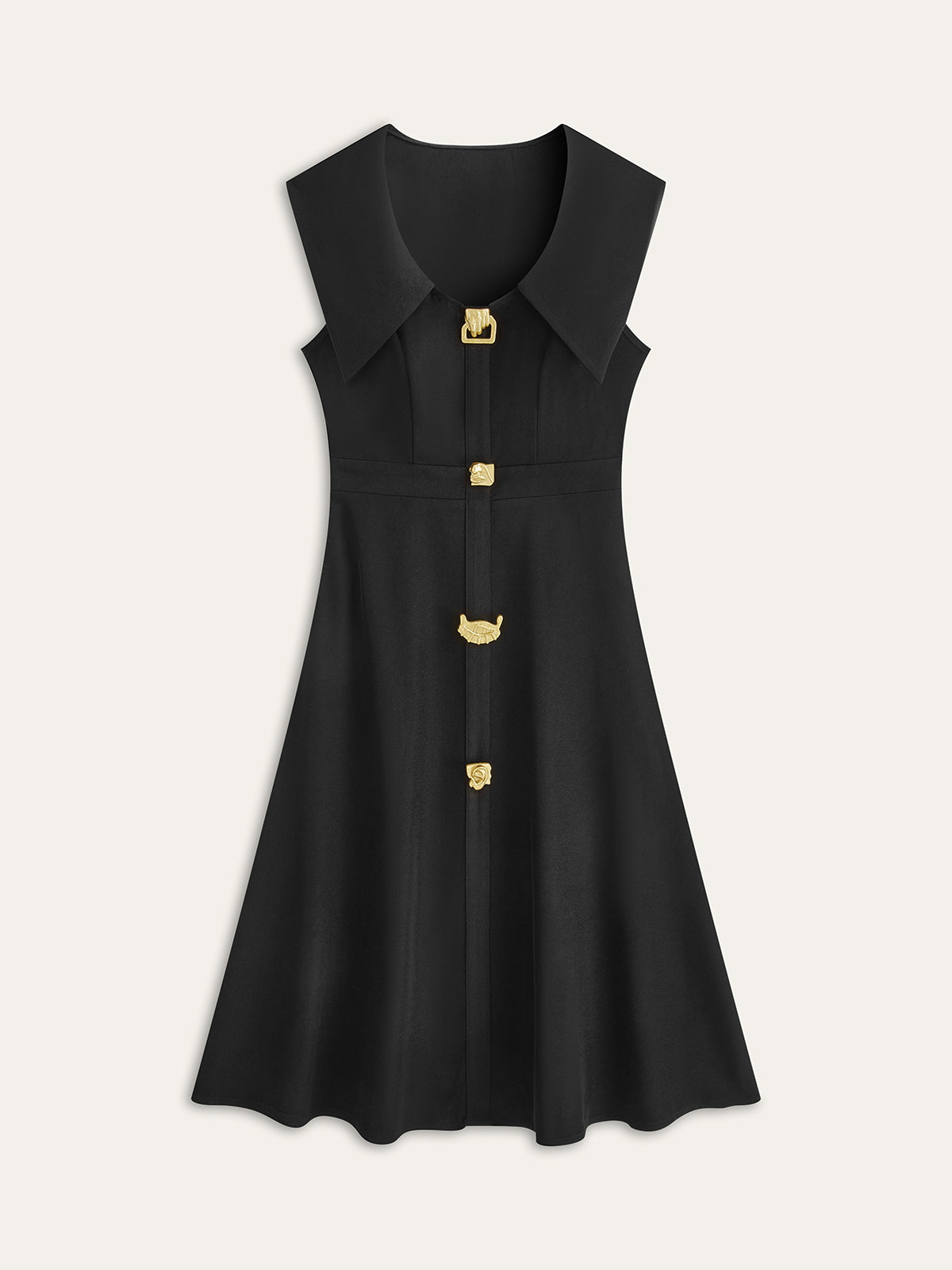 Wide Collar Button-Down Pleated Dress-Massicos