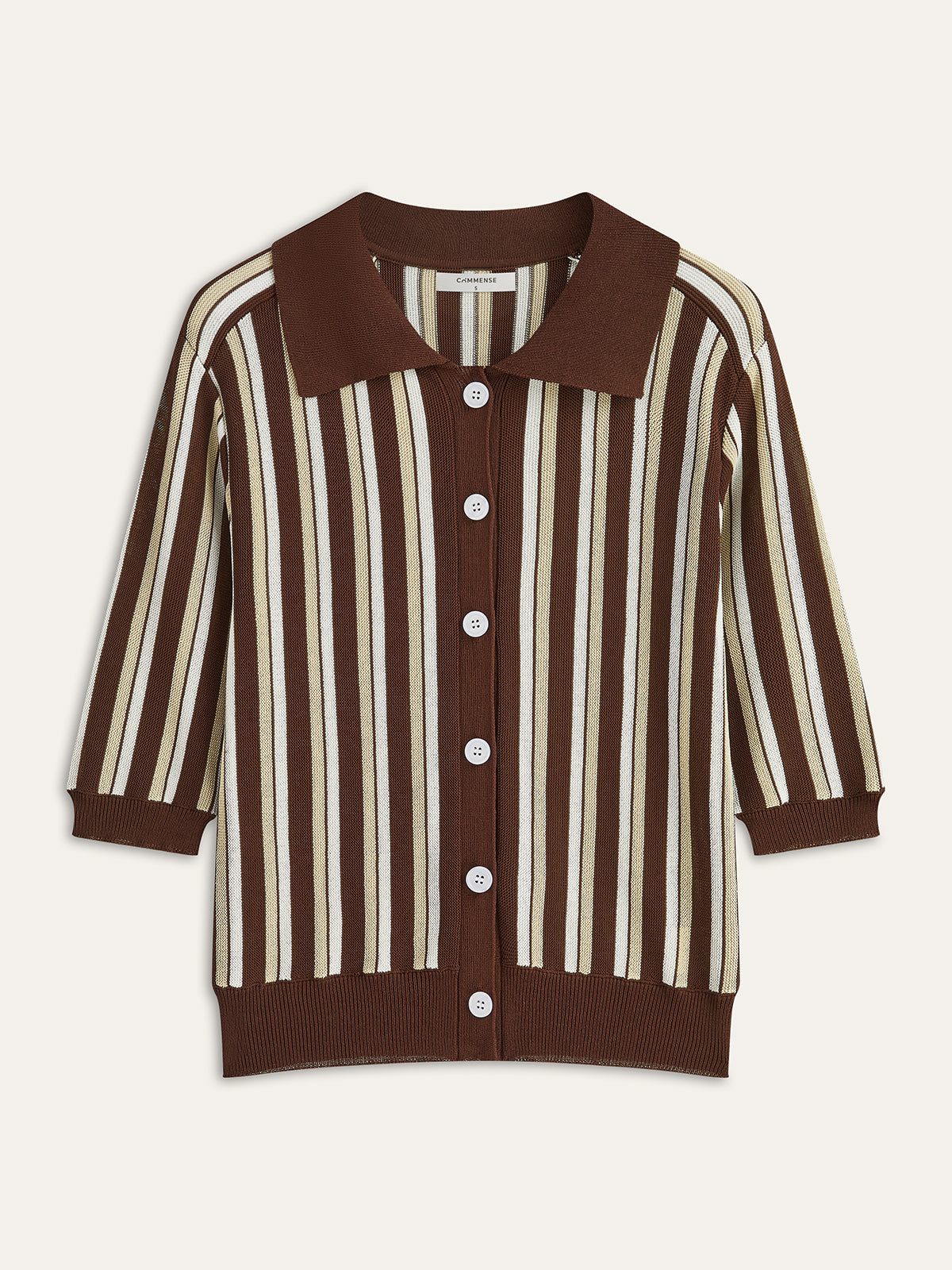Striped Button-Down Knit Top-Massicos