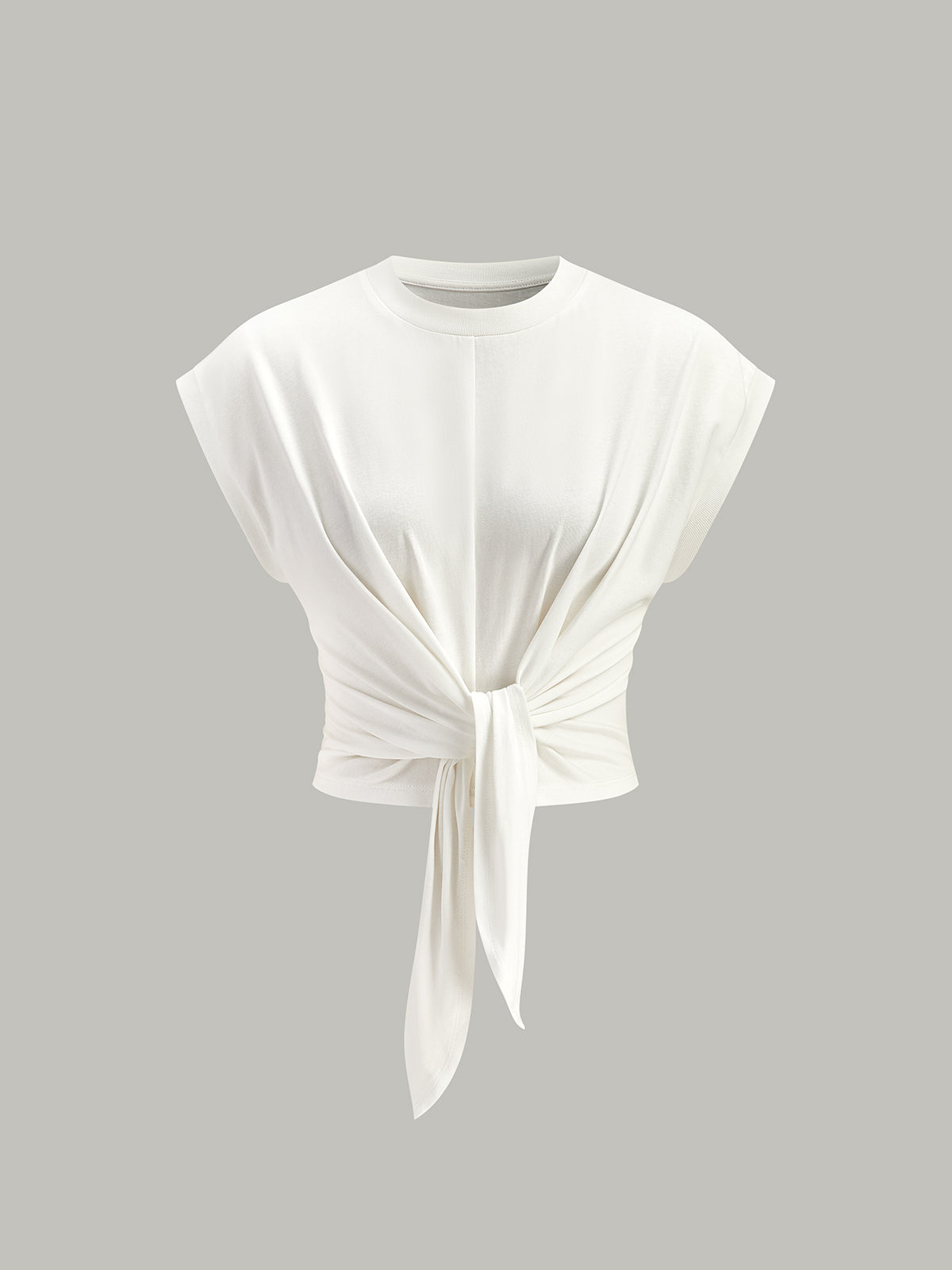 Tie-Front Cap Sleeve Top-Massicos