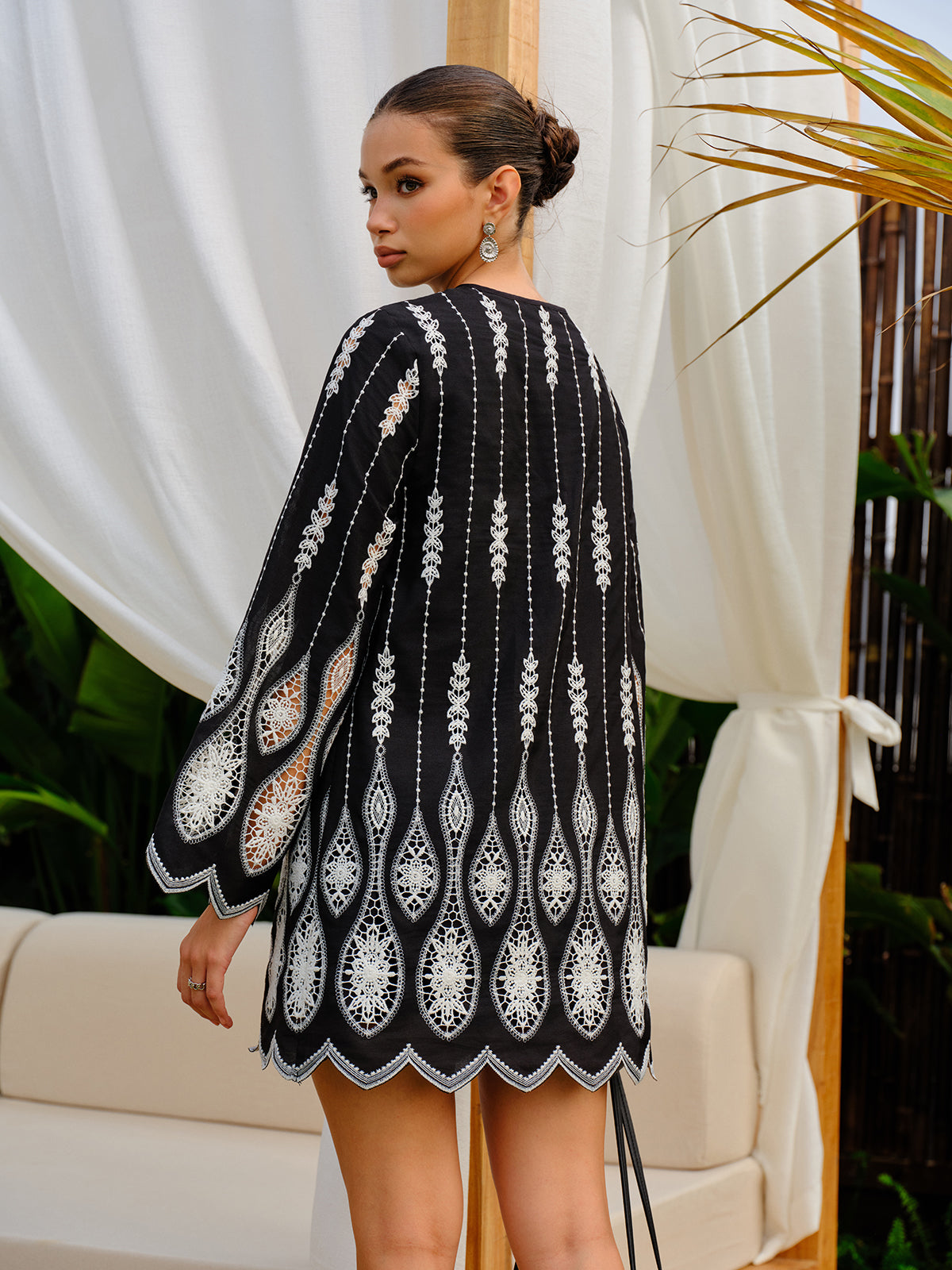 Embroidered Boho A-Line Dress-Massicos