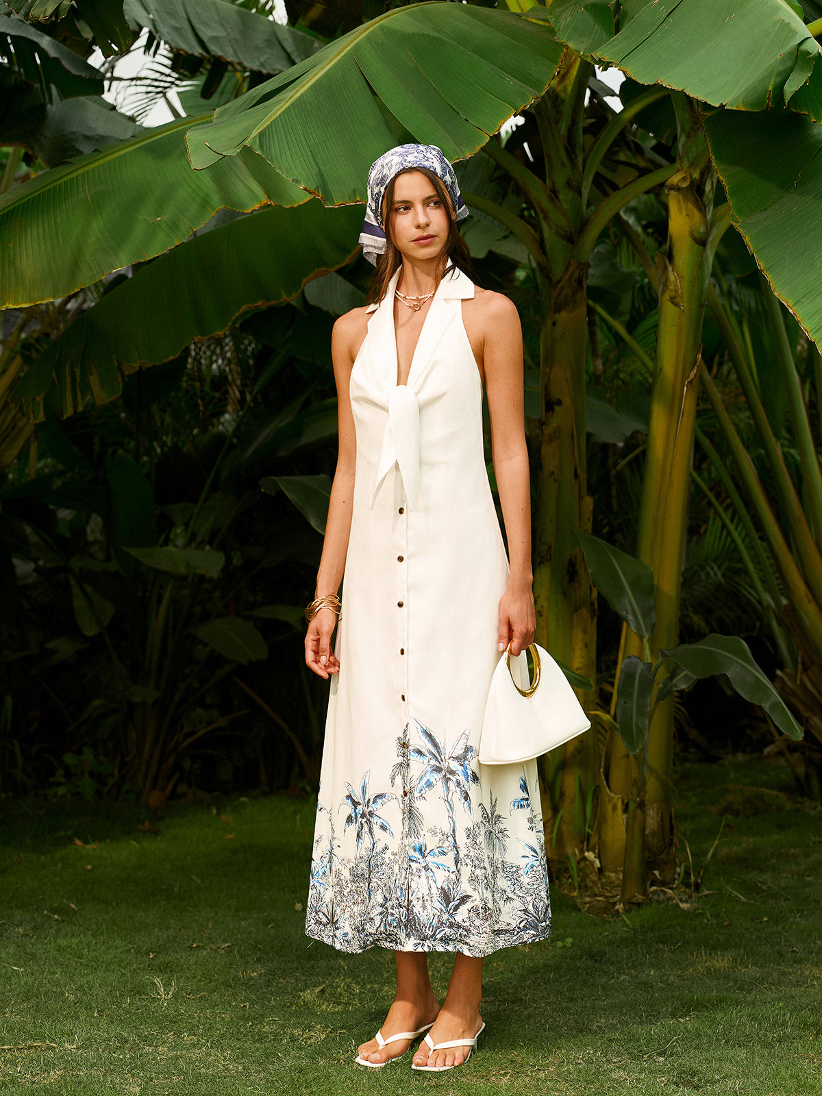 Boho Tie-Front Backless Dress-Massicos